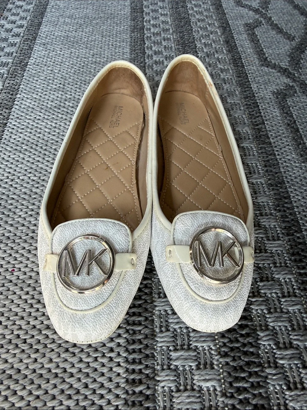 Michael Kors Cream Leather MK Logo Loafers